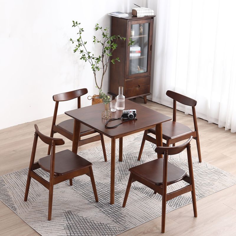 Square Shape Industrial Dining Table Wood Color Fixed Table with Rubberwood Solid Wood Clearhalo ' dining_table' 'Dining Tables & Seating' 'Dining Tables' 'furn' 'furn_dining_table' 'Furniture' 'furniture_dining_table' 'Kitchen & Dining Furniture' 'kitchen&dining_furn' 'kitchen' 'kitchen_dining_table' 1200x1200_af43be3f-7600-4964-af4c-9a8239d9d3e9