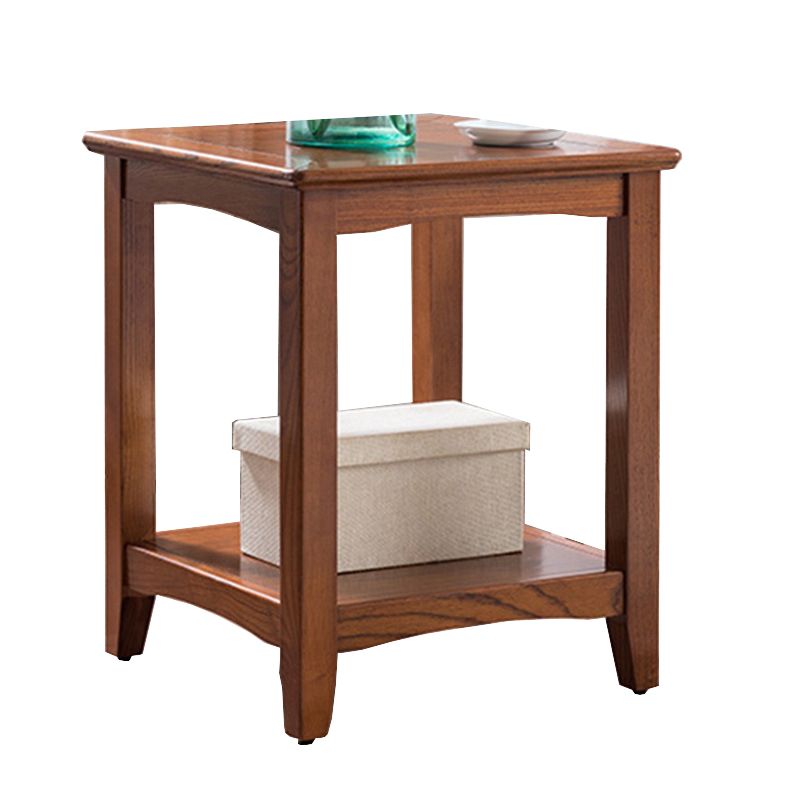 Lving Room Square Wood Top End Table Double Tier 4 Legs Side Table Clearhalo 'Coffee & Accent Tables' 'End & Side Tables' 'end_side_tables' 'furn' 'furn_end_side_tables' 'Furniture' 'Living Room Furniture' 1200x1200_af461e45-45b9-464a-b574-6e9851ad276c