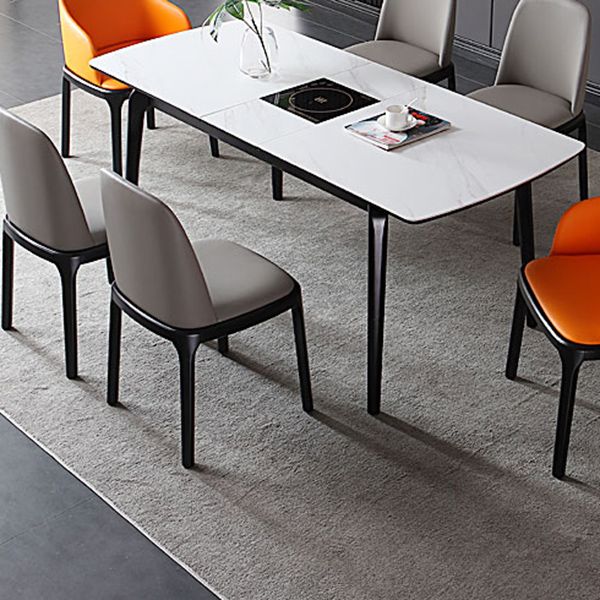 Industrial Ash Open Side Chair Matte Finish Leather Dining Chair with Black Legs Clearhalo ' kitchen&dining_furn' 'Dining Chairs' 'Dining Tables & Seating' 'dining_chair' 'furn' 'furn_dining_chair' 'Furniture' 'furniture_dining_chair' 'Kitchen & Dining Furniture' 'kitchen' 1200x1200_af4632a0-2563-443f-b904-1b3d84d82a59