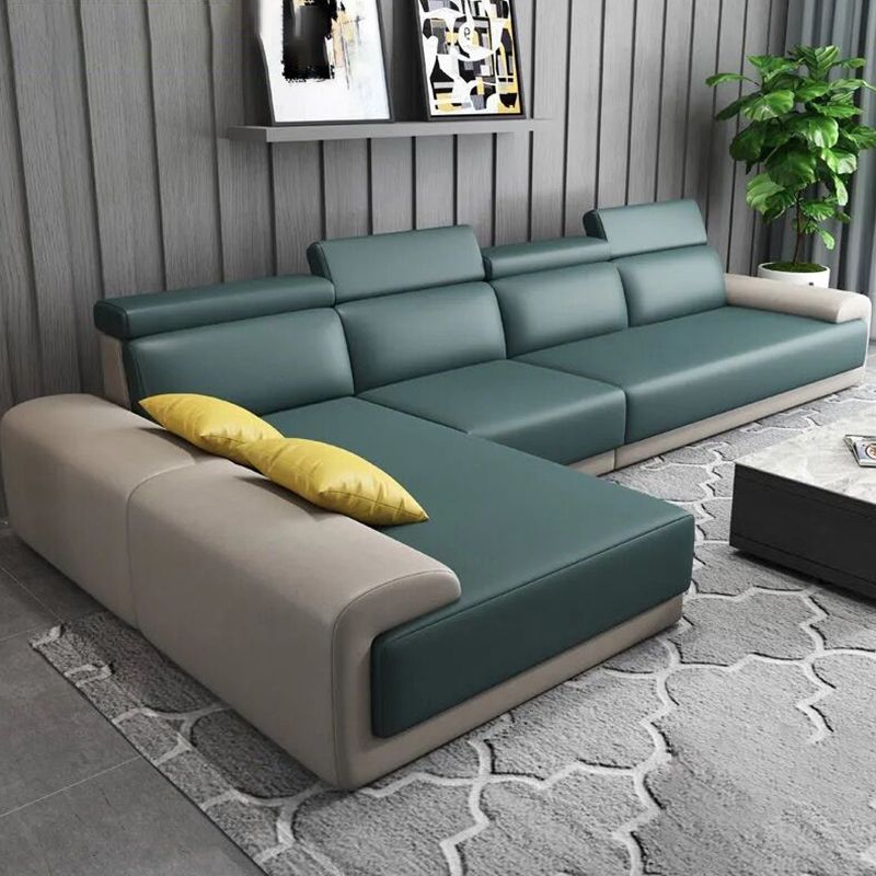 Modern Sectional with Adjustable Head Pillow and Pillow Top Arm Clearhalo 'furn' 'furn_sectionals' 'Furniture' 'Living Room Furniture' 'Sectionals' 1200x1200_af47a068-439f-4395-ad3f-7e8b5a077771