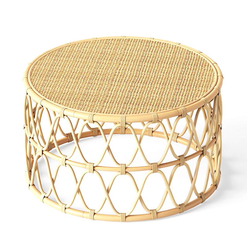 Scandinavian Round Cocktail Table with Wicker Base Natural/Black Clearhalo 'Coffee & Accent Tables' 'Coffee Tables' 'coffee_tables' 'furn' 'furn_coffee_tables' 'Furniture' 'Living Room Furniture' 1200x1200_af4d03aa-b639-4414-8fc6-3d084eb472bc