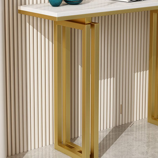 Tavolo accento console rettangolare glam tavolo da divano console di finitura antica in pietra
