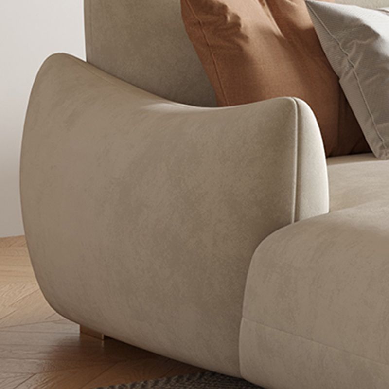 Modern Fabric Sectional with Bolster Pillows 31.5" Tall White L-shape Sectional Clearhalo 'furn' 'furn_sectionals' 'Furniture' 'Living Room Furniture' 'Sectionals' 1200x1200_af515e2e-37f5-46a9-b711-9900e6e98f39