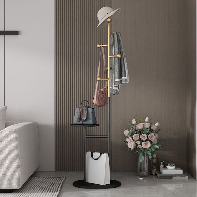 Contemporary Hall Tree Free Metal Coat Hooks Coat Rack with Storage Shelving Clearhalo 'Entry & Mudroom Furniture' 'furn' 'furn_hall_tree_coat_racks' 'Furniture' 'Hall Trees & Coat Racks' 'hall_tree_coat_racks' 1200x1200_af516c05-44ed-4860-a0e9-c84a182e1fff