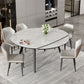 Mesa de comedor sencilla y moderna, mesa de comedor de piedra sinterizada con base de madera