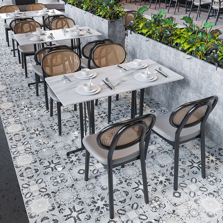 Industrial Style Dining Table White Sintered Stone Dining Table with Black Frame for Dinning Room Clearhalo ' dining_table' 'Dining Tables & Seating' 'Dining Tables' 'furn' 'furn_dining_table' 'Furniture' 'furniture_dining_table' 'Kitchen & Dining Furniture' 'kitchen&dining_furn' 'kitchen' 'kitchen_dining_table' 1200x1200_af52f49d-bd0f-418f-b7b2-fb3480838f80