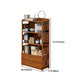 Modern Bamboo Closed Back Shelf Bookcase Floor Brown Book Shelf for Study Room
