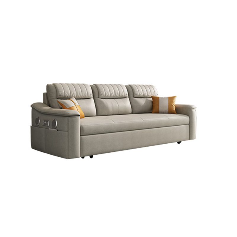 Glam Style Grey Futon Sleeper Sofa Bed with Storage and Pillow Back Clearhalo 'furn' 'furn_futons' 'Furniture' 'Futons & Daybeds' 'Futons' 'Living Room Furniture' 1200x1200_af53737d-5290-403e-9048-36f447f6fcc3