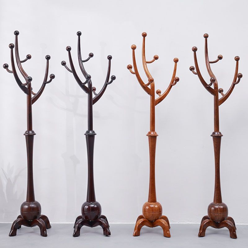 Traditional Coat Rack Free Standing Coat Hook Rubberwood Hall Stand ...