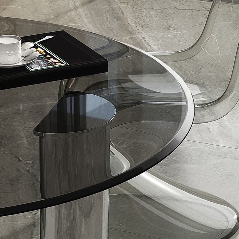 Table à manger contemporaine rond table à dîner en verre trempé pour dîner à la maison