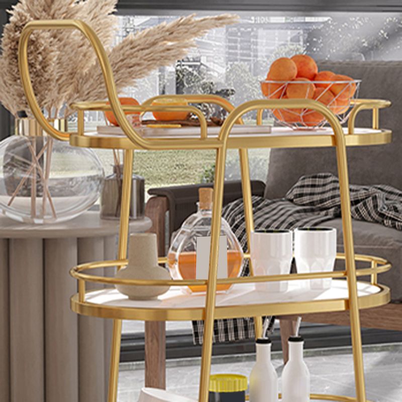 33.46"H Rolling Prep Table Modern Style Oval Reclaimed Wood Prep Table for Home Use