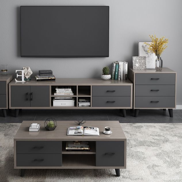 Gray Buffet Table Wood Multi Drawer Modern Style Buffet Table for Living Room Clearhalo 'buffet_sideboard' 'Buffets & Sideboards' 'furn' 'furn_buffet_sideboard' 'Furniture' 'Kitchen & Dining Furniture' 1200x1200_af57f4dc-6313-4b0d-bd20-74152d7143a1