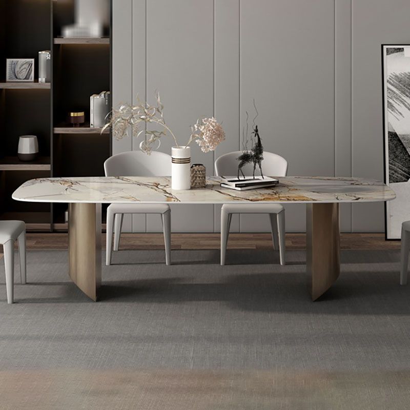 Traditional Luxury Top Dining Table Stone Table with Sled Base Clearhalo ' dining_table' 'Dining Tables & Seating' 'Dining Tables' 'furn' 'furn_dining_table' 'Furniture' 'furniture_dining_table' 'Kitchen & Dining Furniture' 'kitchen&dining_furn' 'kitchen' 'kitchen_dining_table' 1200x1200_af586594-4a72-4273-a56e-47b6d5115a71