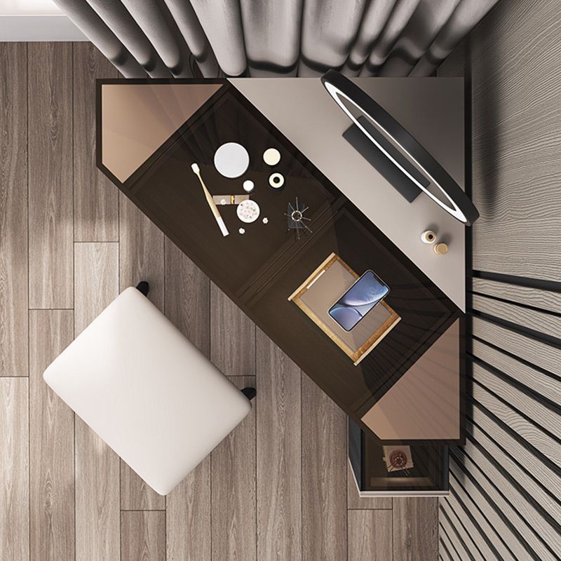 Black Modern Vanity Wood Mirrored Makeup Dressing Table Stool Set Clearhalo 'Bedroom Furniture' 'furn' 'furn_makeup_vanities' 'Furniture' 'Makeup Vanities' 'makeup_vanities' 1200x1200_af58b44a-57e1-4798-b6a3-465031b90144