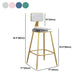 Nordic Armless Backrest Counter Stool Iron Dining Room Bar Stool with Velvet Cushion