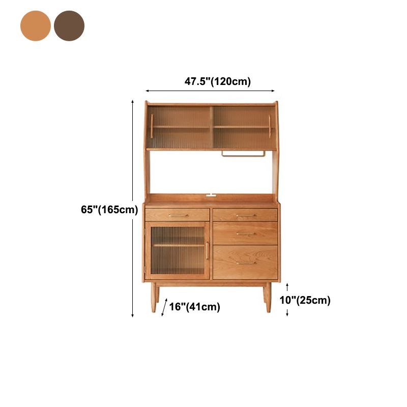 Living Room Glam Style Wood Top Cupboard 66-inch Height Glass Doors Kitchen Table Clearhalo 'buffet_sideboard' 'Buffets & Sideboards' 'furn' 'furn_buffet_sideboard' 'Furniture' 'furniture_buffet_sideboard' 'Kitchen & Dining Furniture' 1200x1200_af5a98a5-32f2-4678-b841-04737a88ff7b