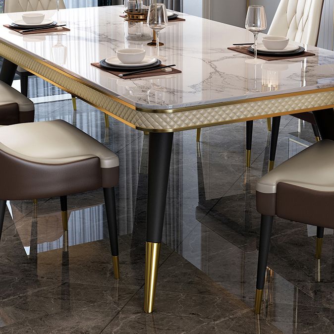 Glam 1/4/5/6/7 Pieces Rectangle Dining Table Set with Sintered Stone Top White Dinette Set Clearhalo 'Dining Room Sets' 'Dining Tables & Seating' 'dining_room_set' 'furn' 'furn_dining_room_set' 'Furniture' 'furniture_dining_room_set' 'Kitchen & Dining Furniture' 'kitchen&dining_furn' 'kitchen' 1200x1200_af5f2a6c-48be-4ae4-ace4-da3e046ac2c3