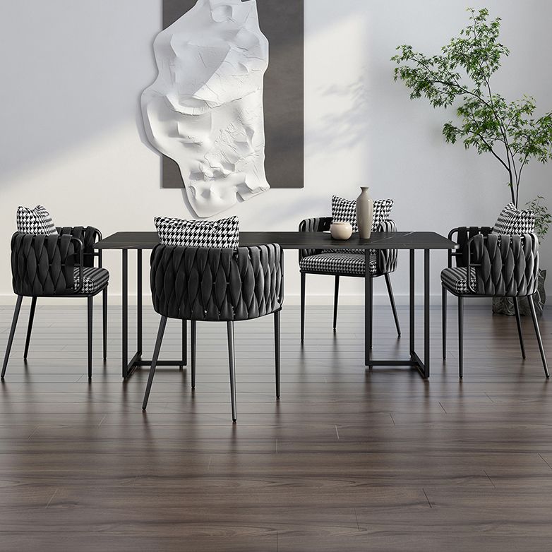 Industrial Black Table for Restaurant Rectangle Dining Table with Double Pedestal Clearhalo 'Dining Tables & Seating' 'Dining Tables' 'dining_table' 'furn' 'furn_dining_table' 'Furniture' 'furniture_dining_table' 'Kitchen & Dining Furniture' 'kitchen' 'kitchen_dining_table' 1200x1200_af5ff552-0eaf-4064-bd00-f1c05cb5a0b3