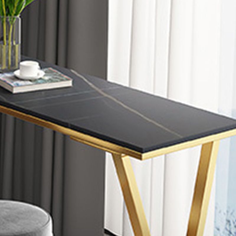 Modern Sintered Stone Bar Table Gold and Metal Base Dining Table Clearhalo 'Bar Furniture' 'Bar Tables' 'bar_tables' 'furn' 'furn_bar_tables' 'Furniture' 'Kitchen & Dining Furniture' 1200x1200_af5ffdd2-4c4a-46e4-a765-2489d07e03e1