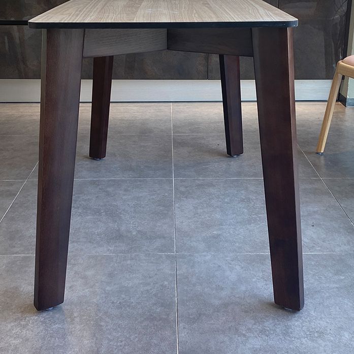 Modern Rectangle Dining Table Stone Top Walnut Tripod Base Dining Table Clearhalo 'Dining Tables & Seating' 'Dining Tables' 'dining_table' 'furn' 'furn_dining_table' 'Furniture' 'furniture_dining_table' 'Kitchen & Dining Furniture' 'kitchen' 'kitchen_dining_table' 1200x1200_af60b3ef-84d1-4c9c-bec0-5160acf3040c