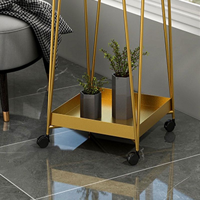 Mesa de esquina cuadrada de mediados de siglo Bandeja de metal de la bandeja de metal Topil final con almacenamiento