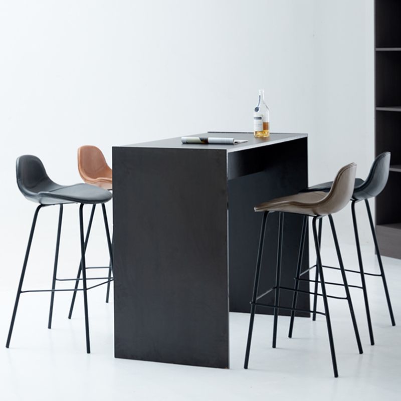 Tabouret de bar moderne en faux cuir, tabouret d'intérieur à dossier bas avec pieds en métal