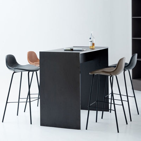 Modern Faux Leather Bar Stool Indoor Low Back Stool with Metal Legs