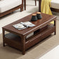 Nordic Solid Wood Coffee Table 4-Drawer 1-Shelf Cocktail Table
