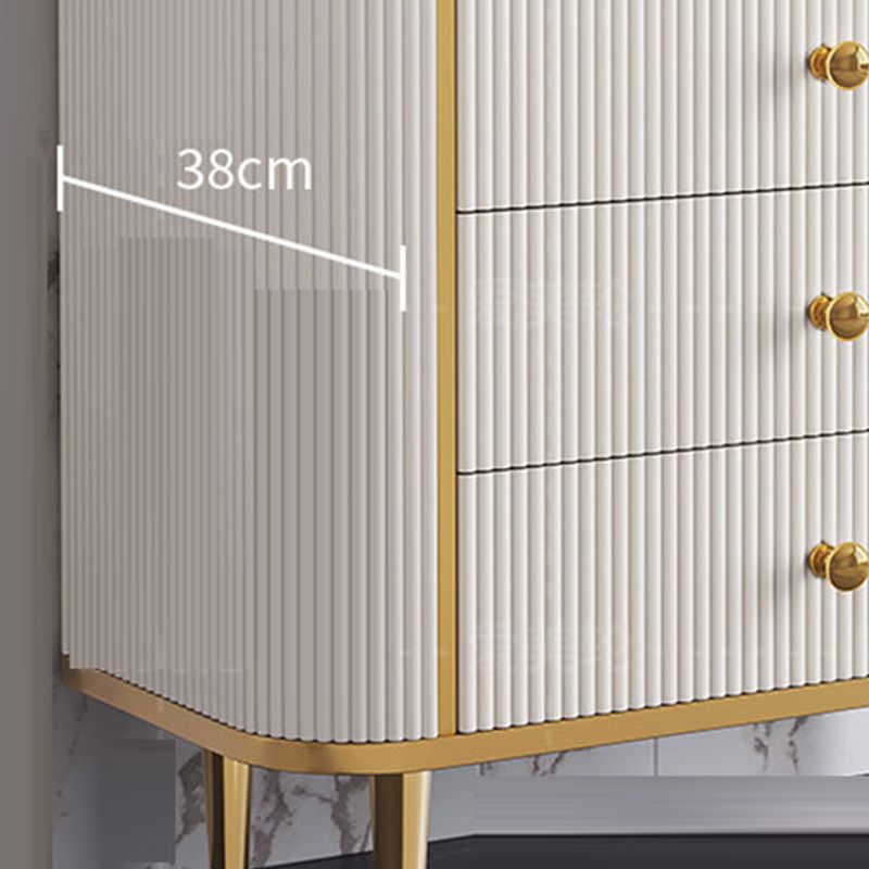 Cómoda de almacenamiento de piedra para dormitorio Glam en blanco con cajones