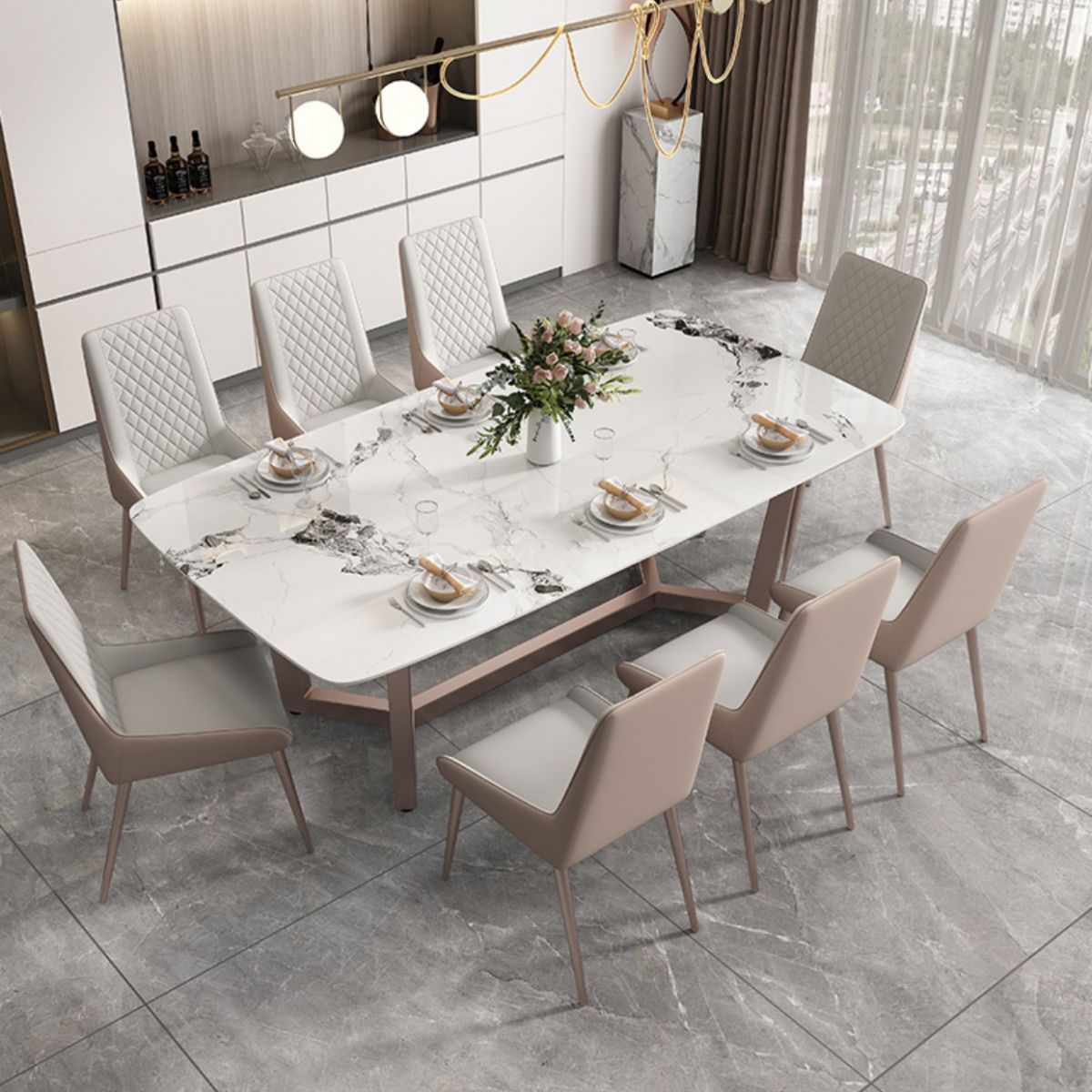 Traditional Luxury Dining Table Rectangle Sintered Stone Trestle Base Table Clearhalo ' dining_table' 'Dining Tables & Seating' 'Dining Tables' 'furn' 'furn_dining_table' 'Furniture' 'furniture_dining_table' 'Kitchen & Dining Furniture' 'kitchen&dining_furn' 'kitchen' 'kitchen_dining_table' 1200x1200_af672a04-7c14-4a4a-b75c-859cd6bd7cb3