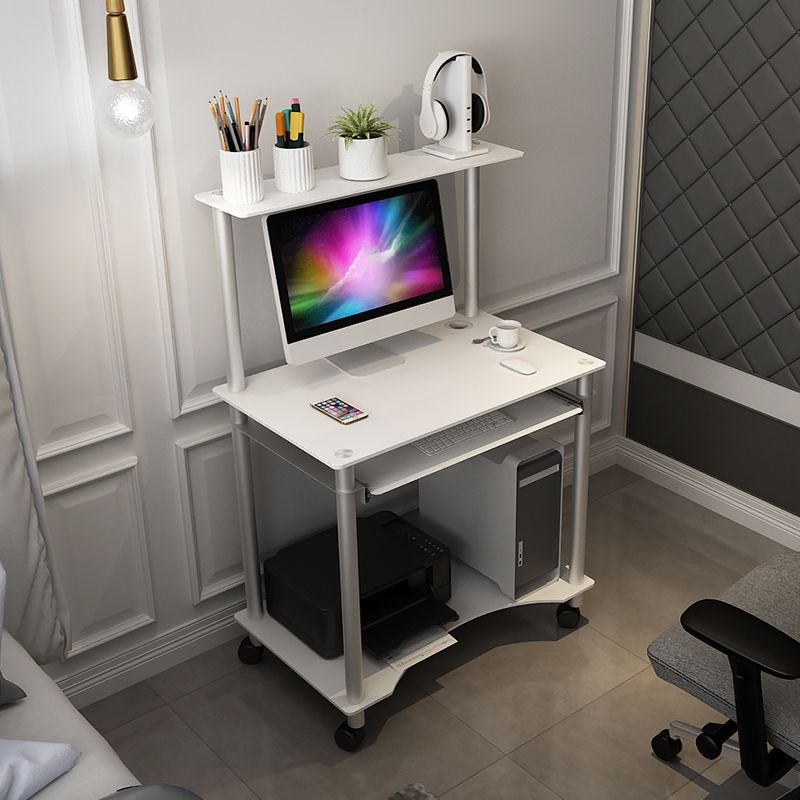 Toughened Glass Rectangular Computer Desk with Caster Wheels and Keyboard Tray Clearhalo 'furn' 'furn_office_desk' 'Furniture' 'furniture_office_desk' 'Office Desks' 'Office Furniture' 'office_desk' 1200x1200_af67b911-516d-49cf-b01a-f88211532e10