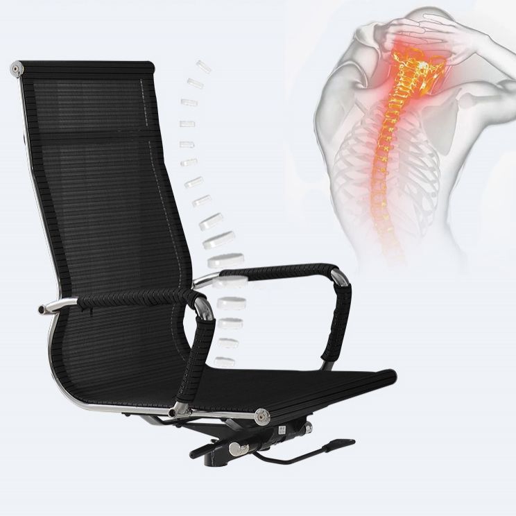 Modern & Contemporary Black Office Chair Fixed Arms Mesh Office Chair Clearhalo 'furn' 'furn_office_chair' 'Furniture' 'furniture_office_chair' 'Office Chairs' 'Office Furniture' 'office_chair' 1200x1200_af698fe4-8646-47b4-b44d-9a0634e2813a