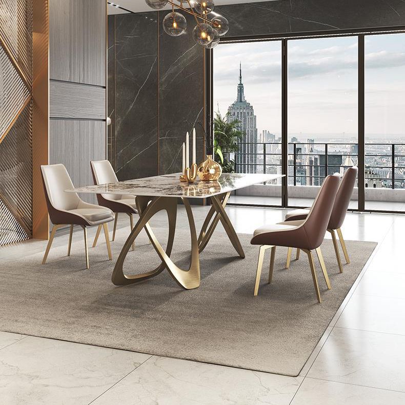 Set di dinette glam beige per casa 1/4/5/7 pezzi set da pranzo in pietra