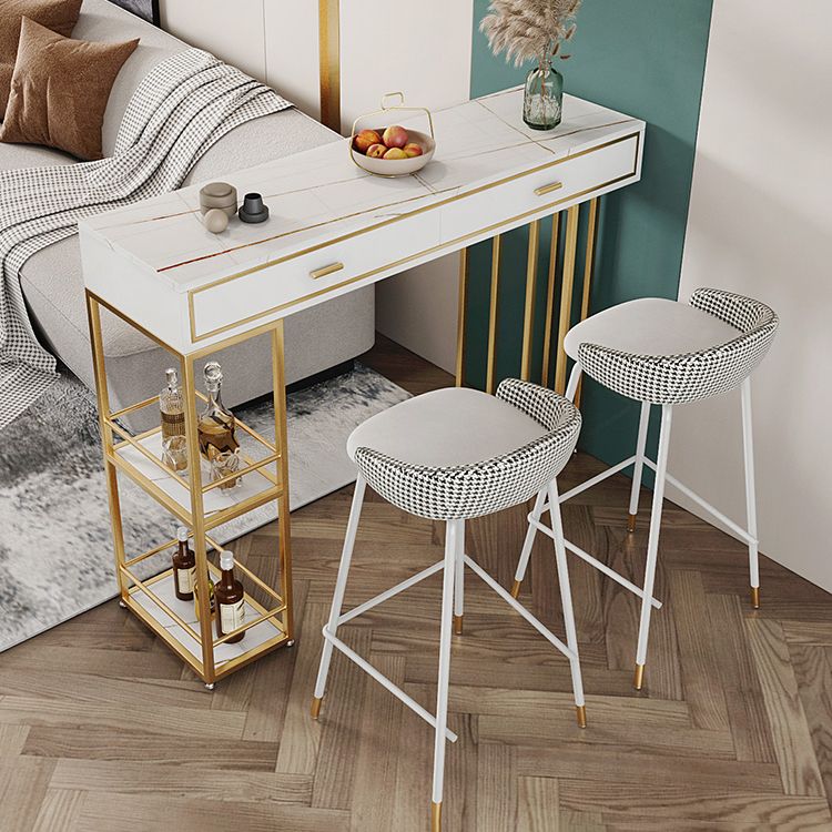 Marble Counter Table with Rectangle Table Top Double Pedestal Table - 41.3" H Clearhalo 'Bar Furniture' 'Bar Tables' 'bar_tables' 'furn' 'furn_bar_tables' 'Furniture' 'furniture_bar_tables' 'Kitchen & Dining Furniture' 1200x1200_af6a7fb9-f93d-4ff1-be42-ce5c9d796bc6