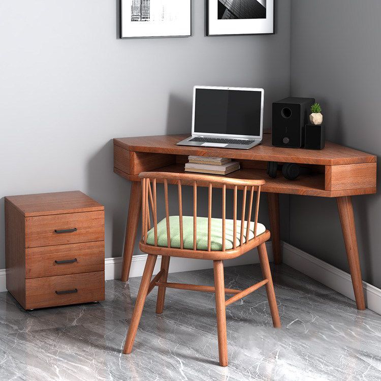 Contemporary Solid Wood Writing Desk Bedroom Office Desk in Brown with Legs Clearhalo 'furn' 'furn_office_desk' 'Furniture' 'Office Desks' 'Office Furniture' 'office_desk' 1200x1200_af6bfcb7-0a76-492e-a4d2-91bc75caddc1