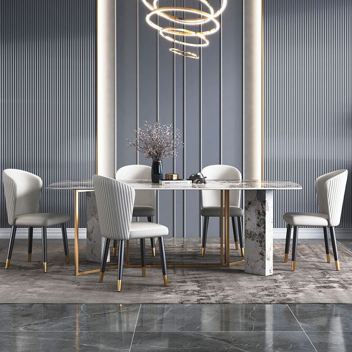 Glam Style 1/4/5/6/7 Pieces Dining Set Rectangle Sintered Stone Dining Table Set Clearhalo 'Dining Room Sets' 'Dining Tables & Seating' 'dining_room_set' 'furn' 'furn_dining_room_set' 'Furniture' 'furniture_dining_room_set' 'Kitchen & Dining Furniture' 'kitchen&dining_furn' 'kitchen' 1200x1200_af6e5891-b961-45e1-aeeb-3c42e2819c8a