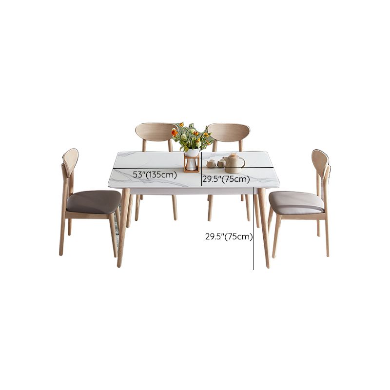 2/5/7 Pieces Modern Rectangle Glass Top Wooden Frame Dining Set for Home