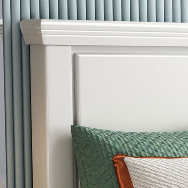 Hedendaags wit houten standaardbed met rechthoekig hoofdeinde