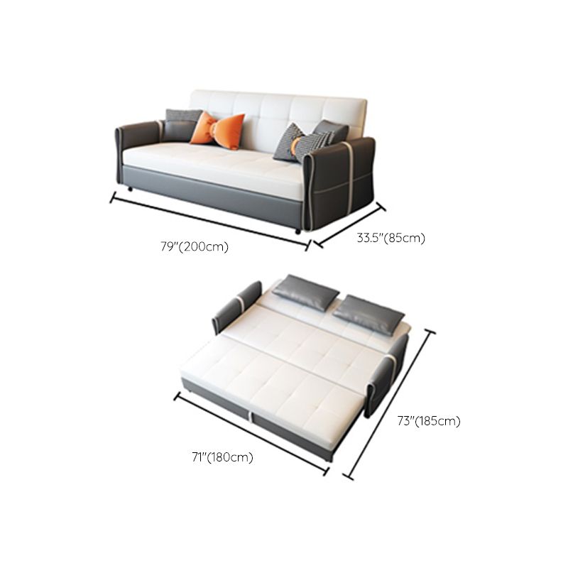 Faux leather Sleeper Sofa Gray 33.46" Wide Sofa Bed with Wheels