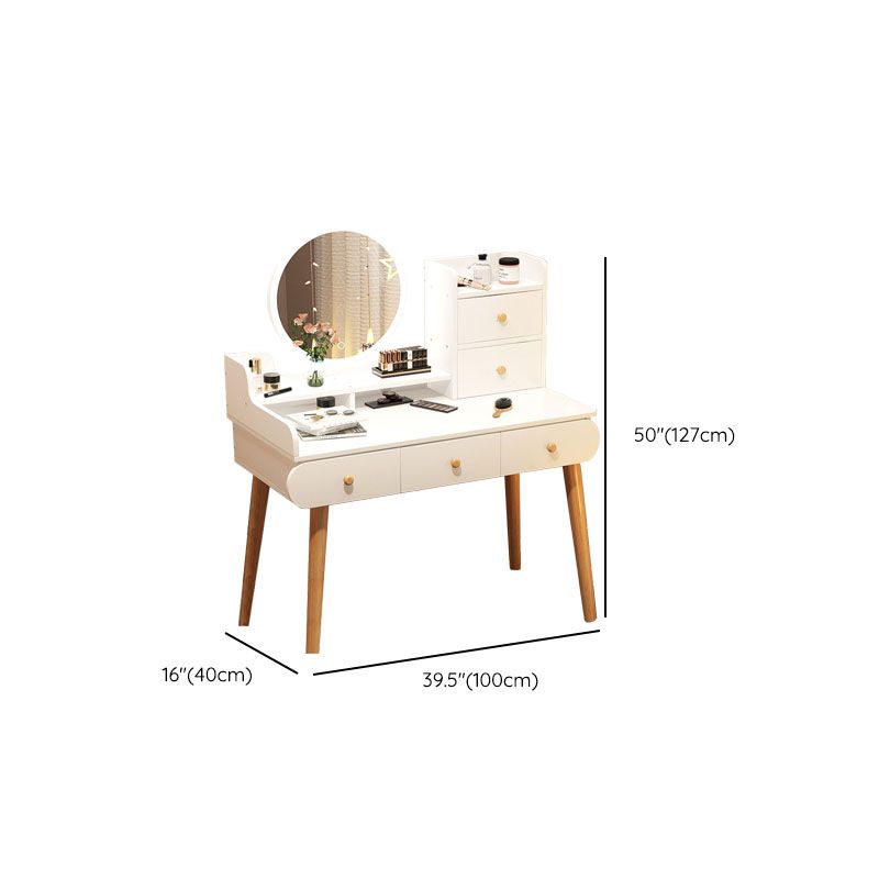 Contemporary White Vanity Dressing Table with Mirror in Solid Wood Clearhalo 'Bedroom Furniture' 'furn' 'furn_makeup_vanities' 'Furniture' 'Makeup Vanities' 'makeup_vanities' 1200x1200_af6fa376-bc54-4ecb-8b58-a3a050266398