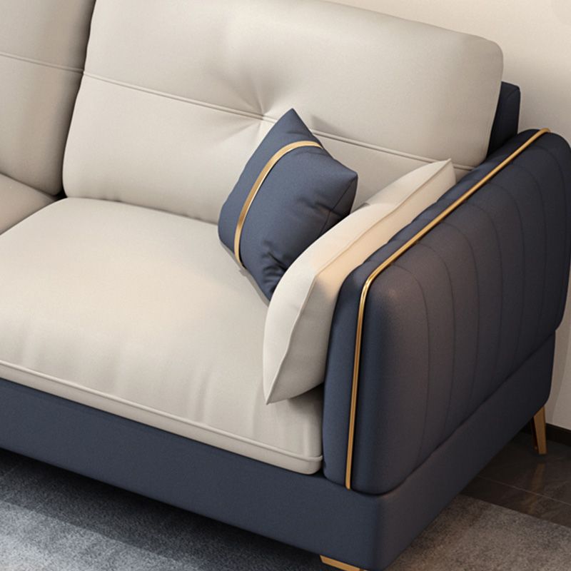 Tufted Back Faux leather Sofa Waterproof Sectional with Square Arms Clearhalo 'furn' 'furn_sectionals' 'Furniture' 'furniture_sectionals' 'kitchen' 'kitchen_sectionals' 'Living Room Furniture' 'Sectionals' 1200x1200_af6fbe49-b1f7-4b2d-bb75-1d51bc19b239