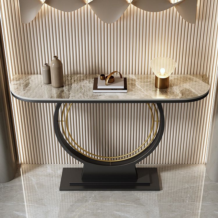 12 Inch Wide Accent Table Half Moon Stone Console Table for Hall Clearhalo 'Console Tables' 'console_tables' 'Entry & Mudroom Furniture' 'furn' 'furn_console_tables' 'Furniture' 1200x1200_af702d80-9e4a-40d6-9136-f51a77ddd3ee