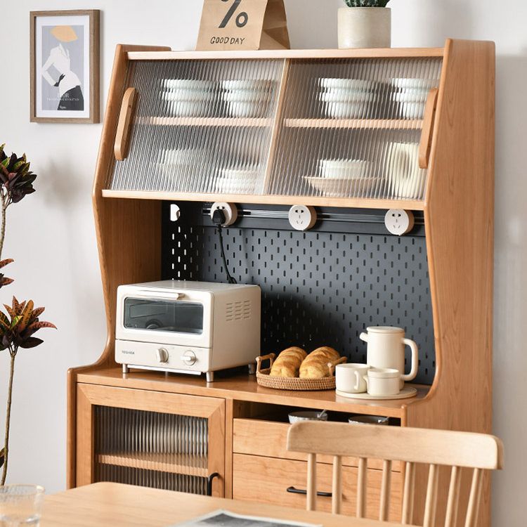 Rectangle Glass Paned Accent Cabinet Industrial Natural Finish Storage Cabinet Clearhalo 'Cabinets & Chests' 'cabinets_chests' 'furn' 'furn_cabinets_chests' 'Furniture' 'Living Room Furniture' 1200x1200_af716ea1-fdf8-4de7-809e-553d065950ff