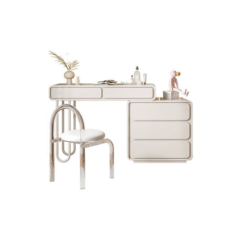 Trucco bianco da 15,74 "tavolo da banco di vanità per trucco vanità largo con 5/8 cassetti