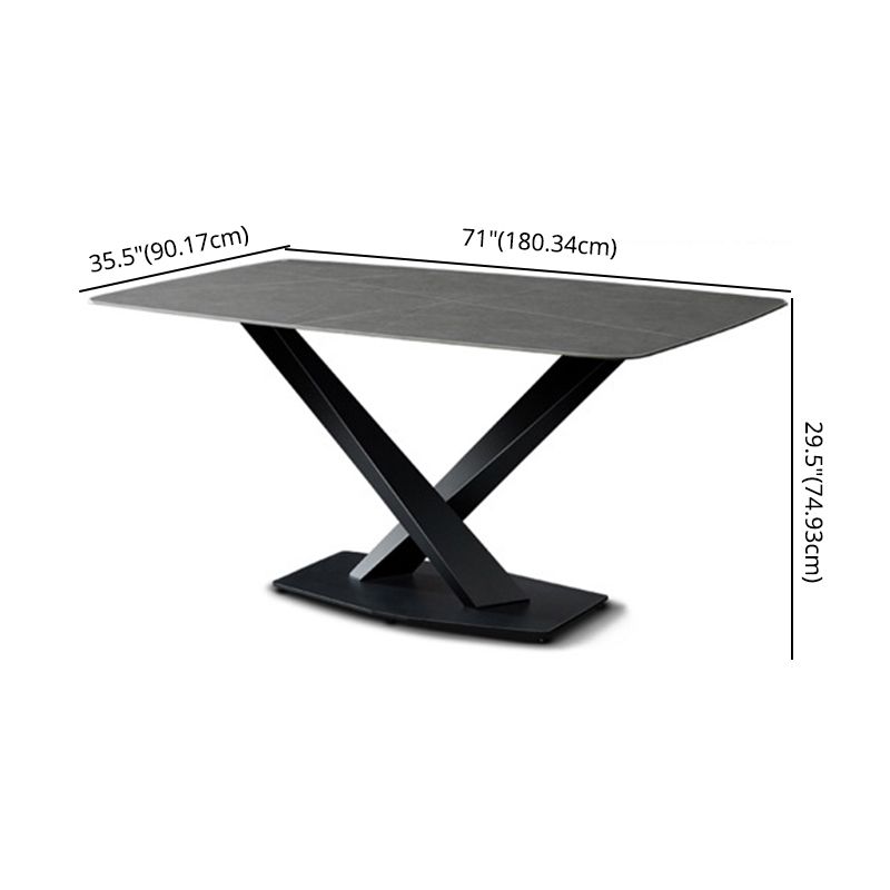 Modern Sintered Stone Gray Dining Set with Rectangle Tabale and Metal Base Dining Set Clearhalo 'Dining Room Sets' 'Dining Tables & Seating' 'dining_room_set' 'furn' 'furn_dining_room_set' 'Furniture' 'furniture_dining_room_set' 'Kitchen & Dining Furniture' 'kitchen&dining_furn' 'kitchen' 1200x1200_af748f1e-12c8-42a6-a3bc-04a4c8ff4173