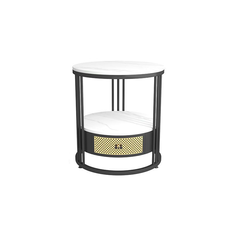 Mid-Century Modern Stone Top Metal Frame Sofa Side Table with Storage Clearhalo 'Coffee & Accent Tables' 'End & Side Tables' 'end_side_table' 'end_side_tables' 'furn' 'furn_end_side_tables' 'Furniture' 'furniture_end_side_table' 'Living Room Furniture' 1200x1200_af75dfbf-01aa-41c1-a949-f5be6b1d6f64