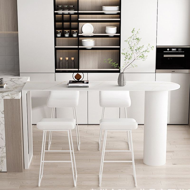 Cafe and Break-room Bistro Accent Dining Table Modern Stone Double Pedestal Counter Table Clearhalo 'Bar Furniture' 'Bar Tables' 'bar_tables' 'furn' 'furn_bar_tables' 'Furniture' 'furniture_bar_tables' 'Kitchen & Dining Furniture' 'kitchen&dining_furn' 'kitchen' 1200x1200_af7705e9-4069-4901-bb29-672c542db30b