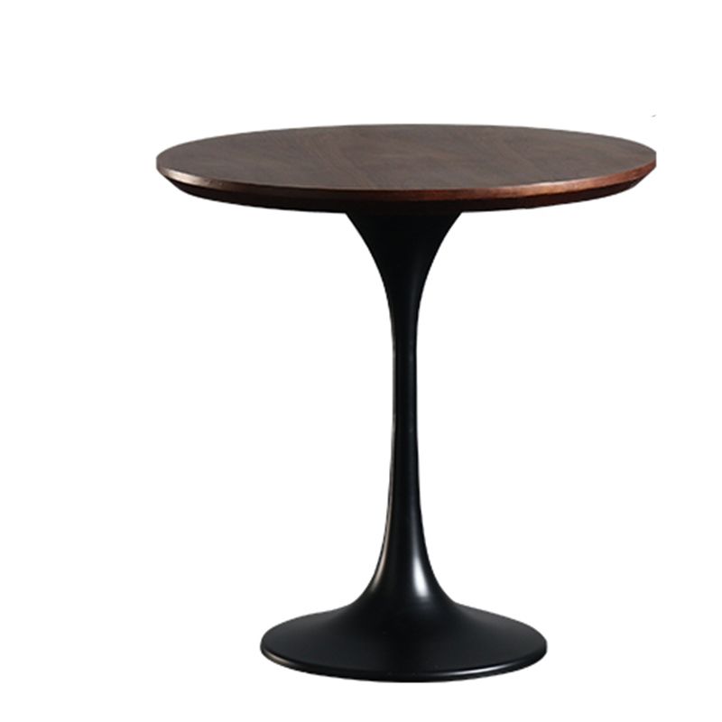 Tulip Metal Square Side Table Wood-based Panel Light Luxury Atmosphere Log Color Pattern