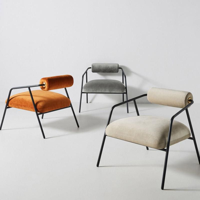 Metal Contemporary Indoor Arm Chair Matte Fabric Open Back Chair Clearhalo ' kitchen&dining_furn' 'Dining Chairs' 'Dining Tables & Seating' 'dining_chair' 'furn' 'furn_dining_chair' 'Furniture' 'furniture_dining_chair' 'Kitchen & Dining Furniture' 'kitchen' 1200x1200_af7889e3-9c9a-49f6-a554-e232171f028b