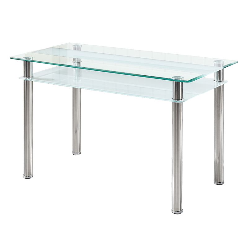 Modern Style Glass Kitchen Dining Table Clear Rectangle Table with 4 Legs for Home Use Clearhalo ' dining_table' 'Dining Tables & Seating' 'Dining Tables' 'furn' 'furn_dining_table' 'Furniture' 'furniture_dining_table' 'Kitchen & Dining Furniture' 'kitchen&dining_furn' 'kitchen' 'kitchen_dining_table' 1200x1200_af793141-571a-4418-a8e9-9dd822d1f667